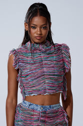 SHES GONE, DANCE ON GIRL SHREDDED DENIM TOP