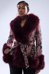 KENZY FUR TRIM MOTO IN PINK MULTI