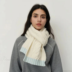 Winter Wool Blend Elegant Minimalist Two Color Splicing Scarf