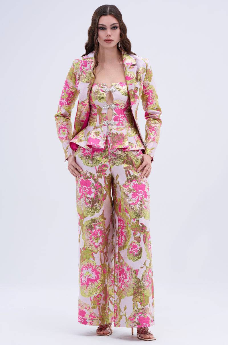 LOVELY FLORAL BROCADE BLOUSE
