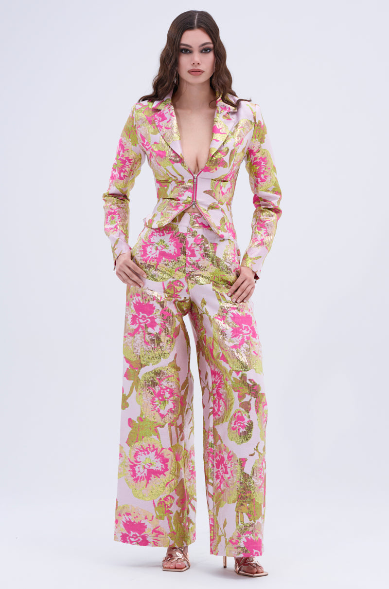 LOVELY FLORAL BROCADE BLOUSE