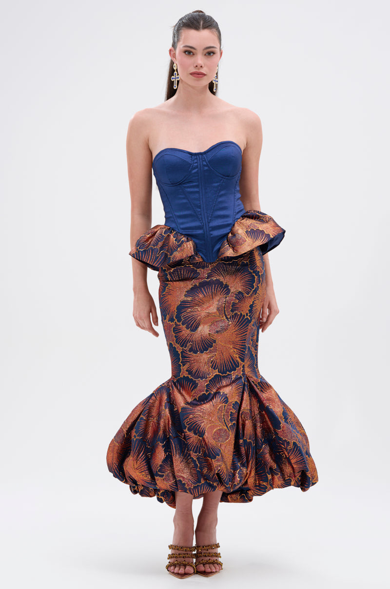 LADY LUX BROCADE BUBBLE HEM MIDI SKIRT
