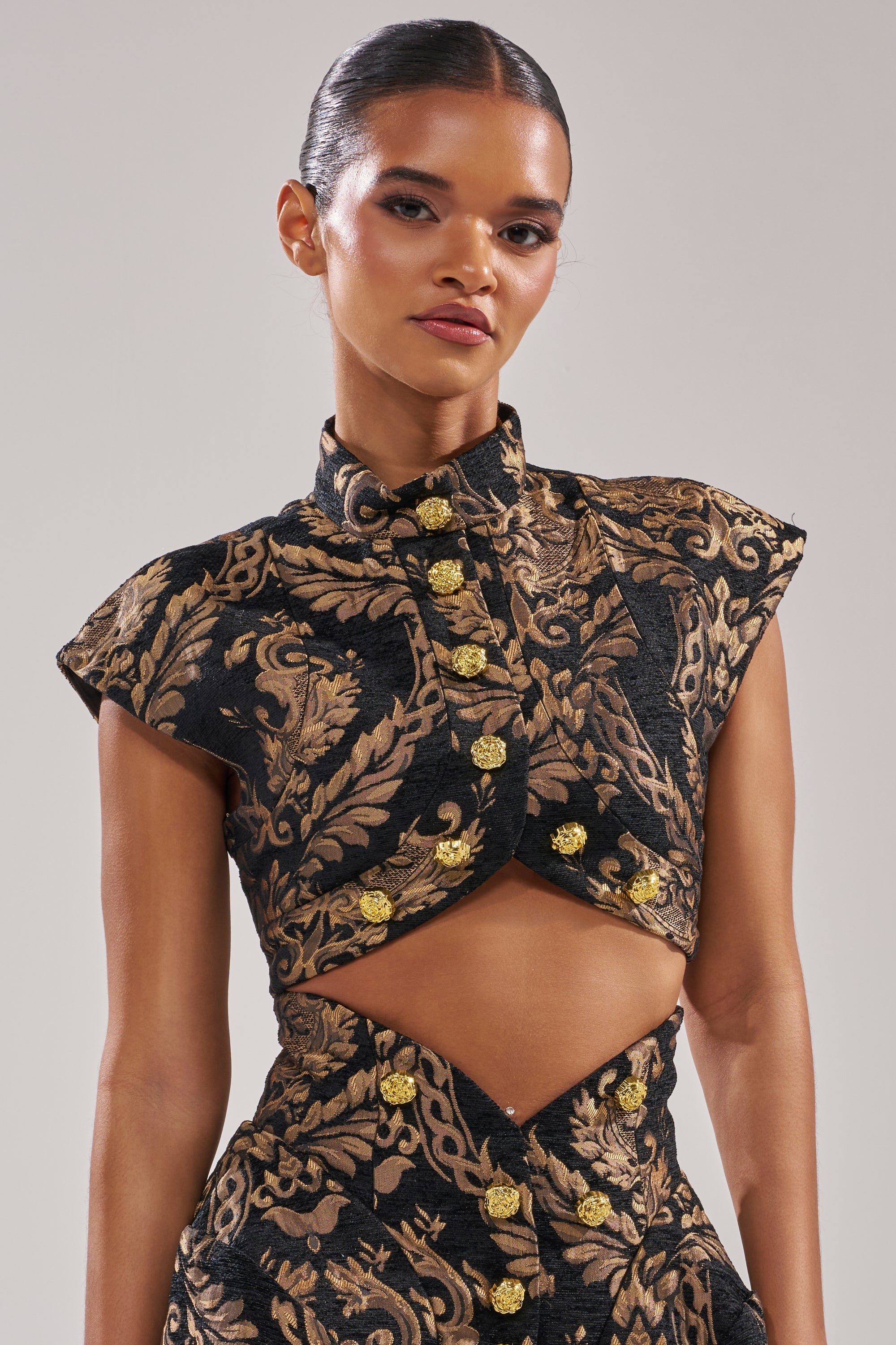 KAYLA BROCADE LONG SLEEVE BLOUSE