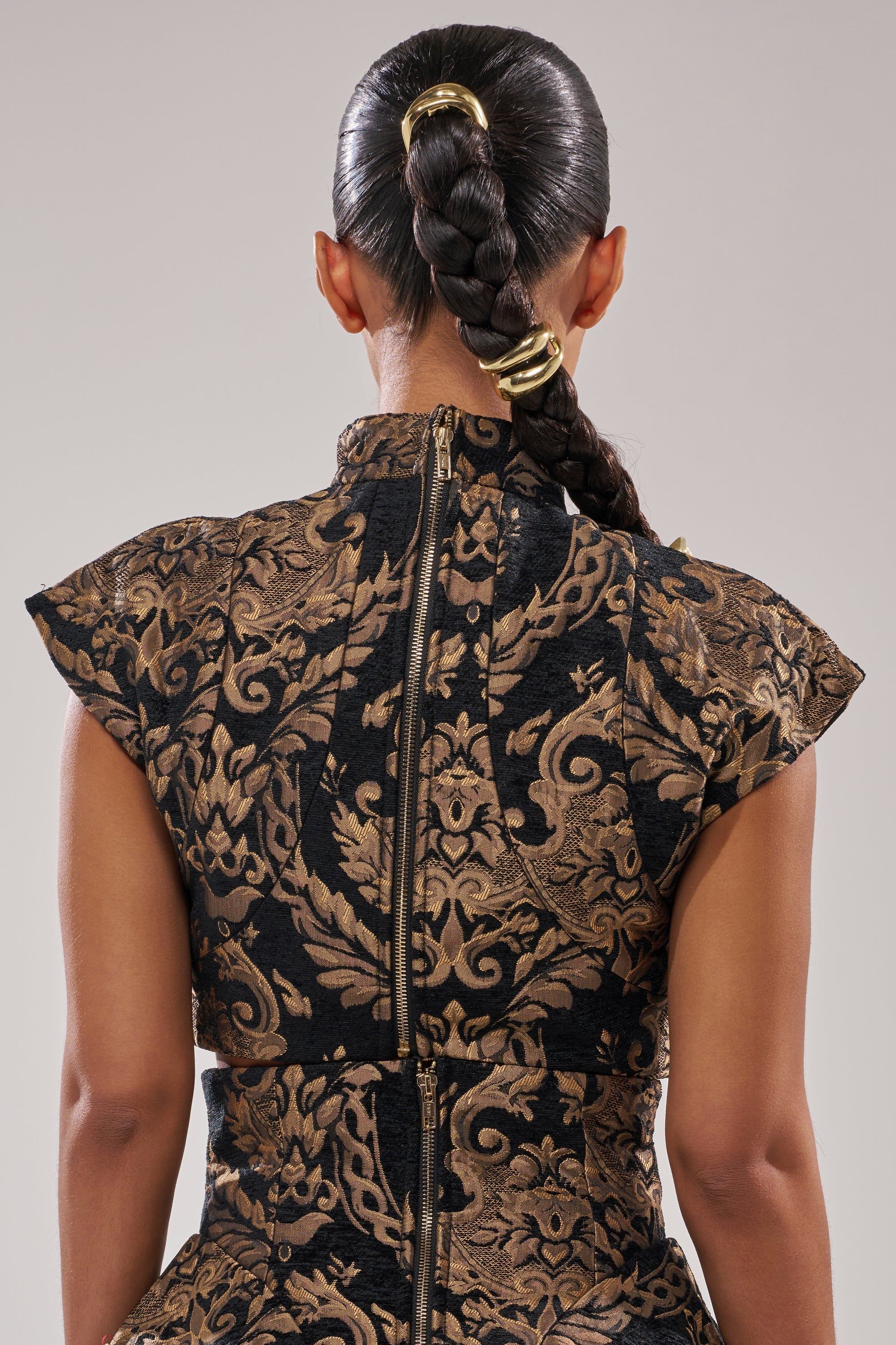 KAYLA BROCADE LONG SLEEVE BLOUSE