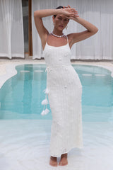 Whispering Petals Knit Midi Dress Cream