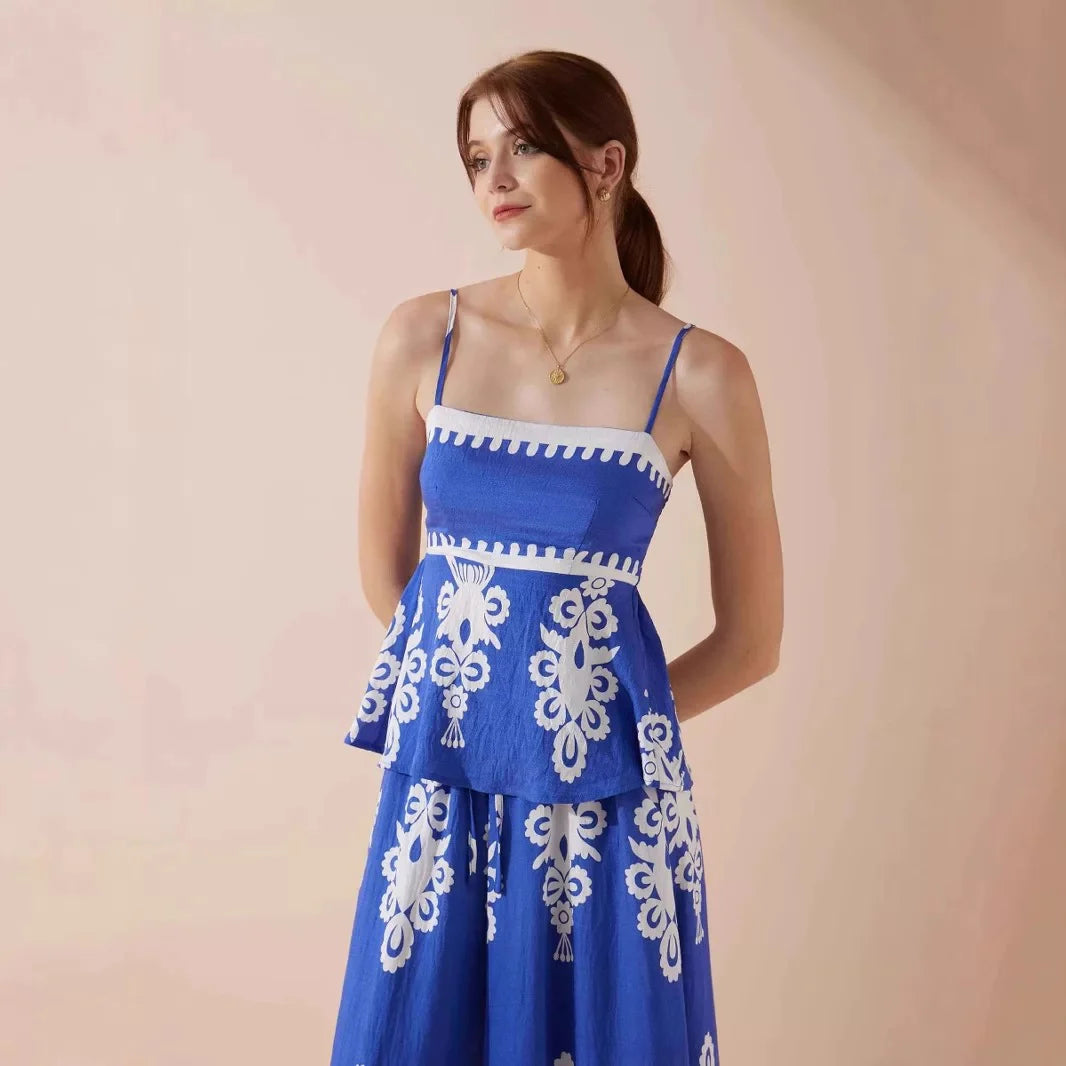 Pankh Hadley Fitted Printed Cami Top and Pant Two-Piece Set