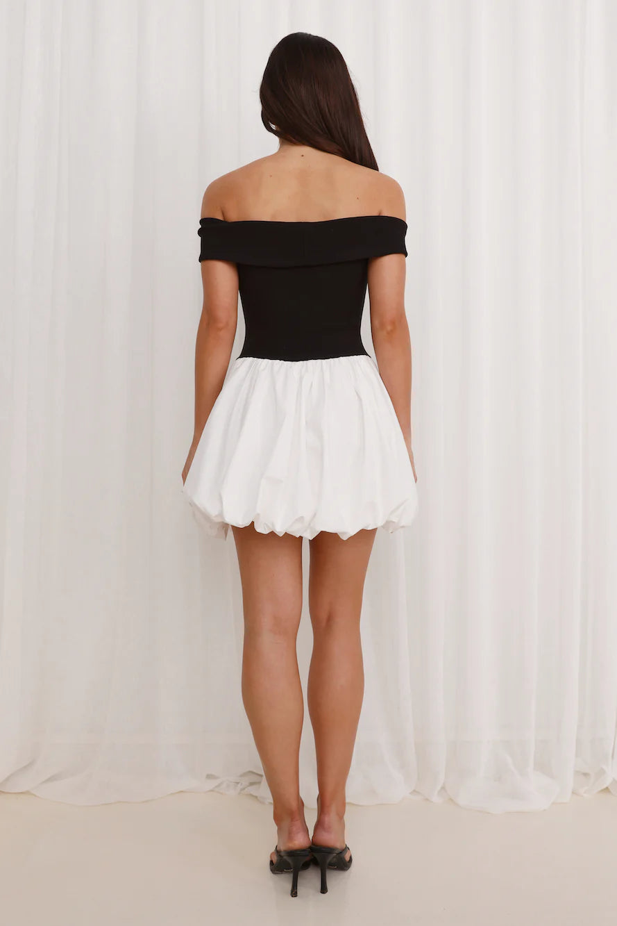 Oceanfront Off Shoulder Mini Dress Black