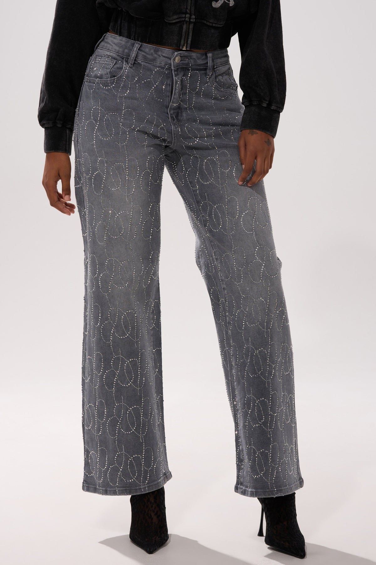PERFECT LIKE ME EMBELLISHED DENIM