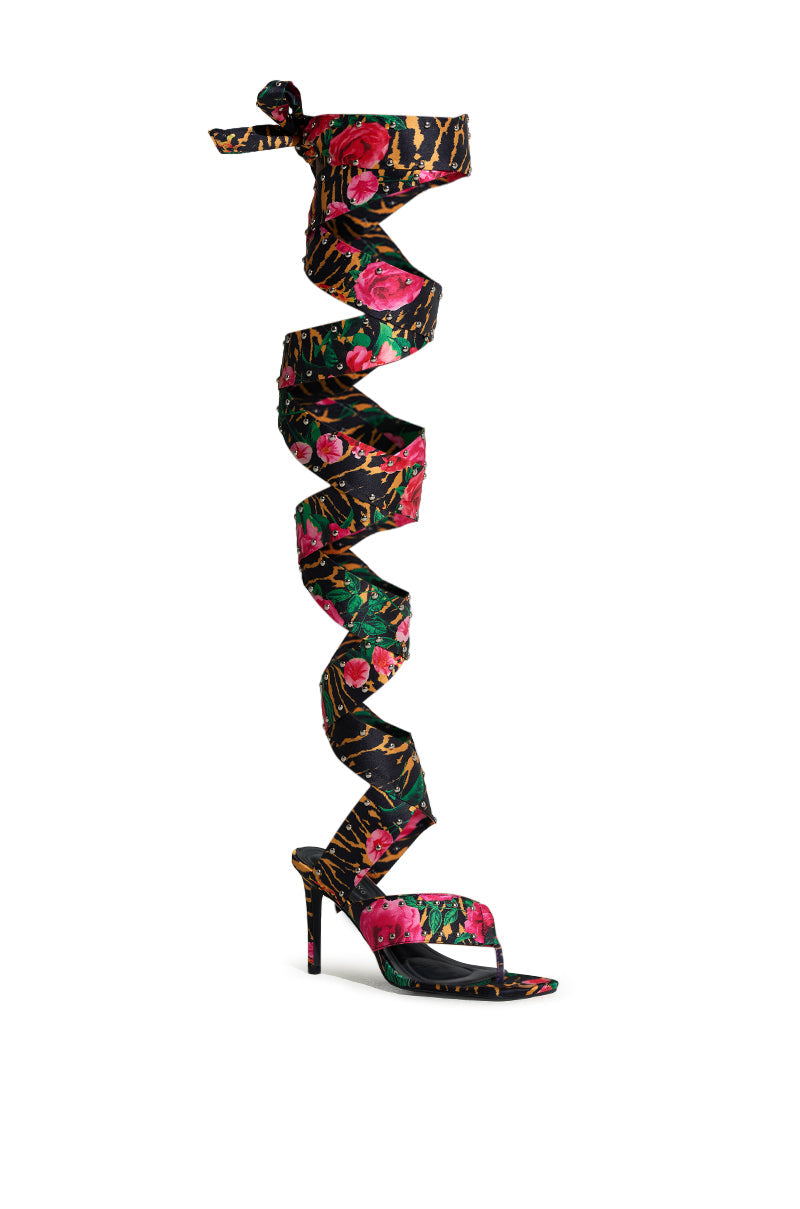 AZALEA WANG HOWLITE TIGER STUDDED STRAPPED SANDAL