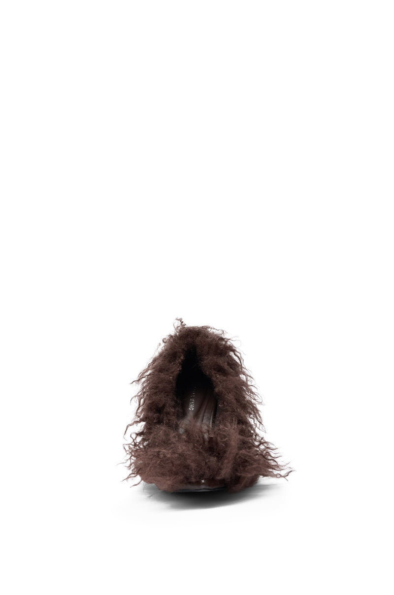AZALEA WANG JAMEEKA CHOCOLATE POODLE HAIR PUMP
