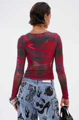 AURA LONG SLEEVE MESH TOP