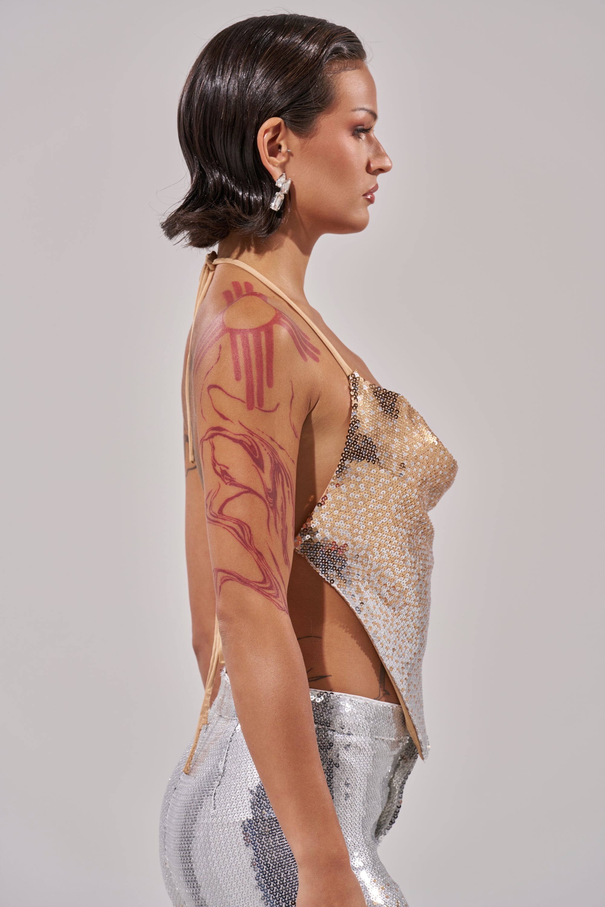 GALAXY OMBRE SEQUIN HALTER TOP