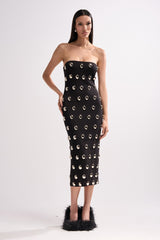 TIME AFTER TIME MIDI DRESS WITH METAL DETAILING