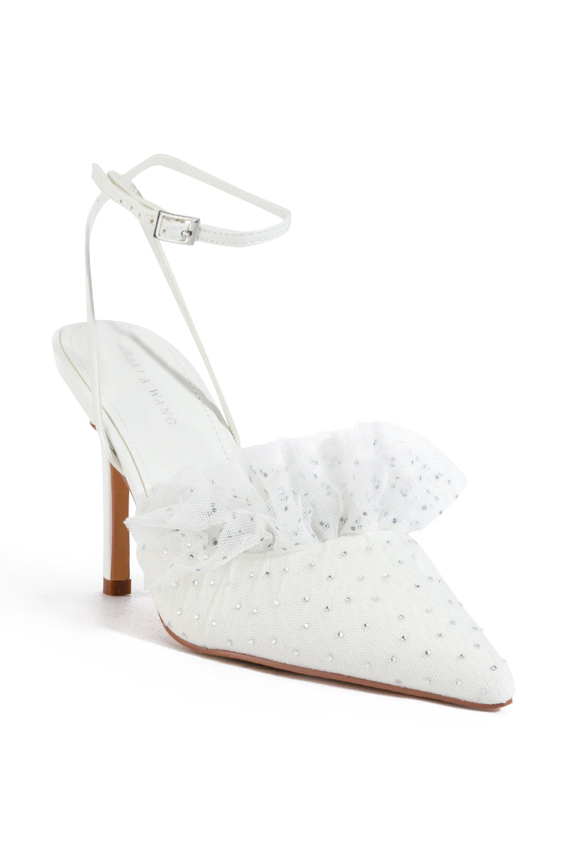AZALEA WANG HAWAII EMBELLISHED TULLE PUMP IN WHITE