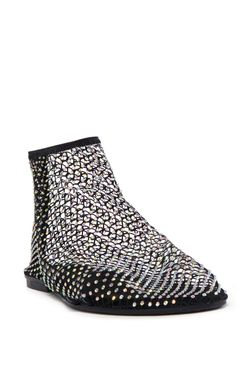 AZALEA WANG HELOISE MESH RHINESTONE FLAT IN BLACK