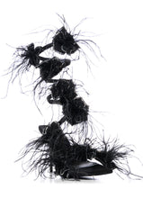 AZALEA WANG JAYLENE BLACK FLOWER EMBELLISHED COIL SANDAL