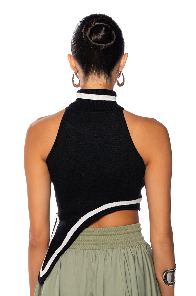 DRIP SLEEVELESS TURTLENECK SWEATER