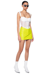 HEAVEN SENT MESH CAP SLEEVE CORSET TOP