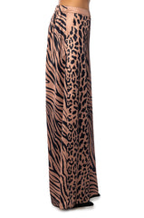 INTO THE NIGHT WIDE LEG PULL ON PANT IN BROWN MULTI