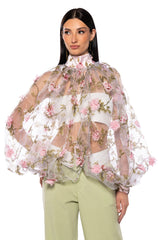 LENNON VOLUME SLEEVE FLORAL BLOUSE