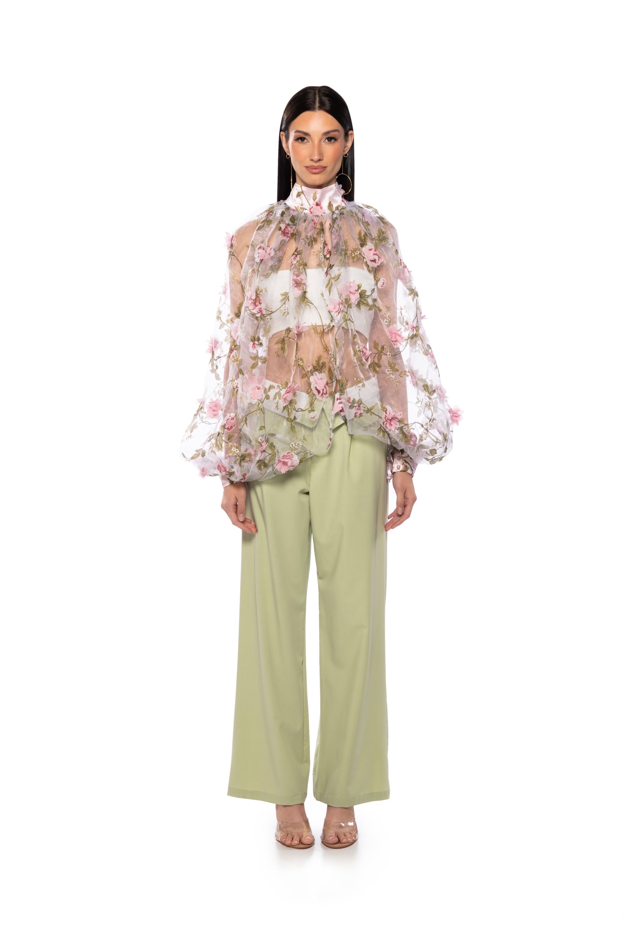 LENNON VOLUME SLEEVE FLORAL BLOUSE