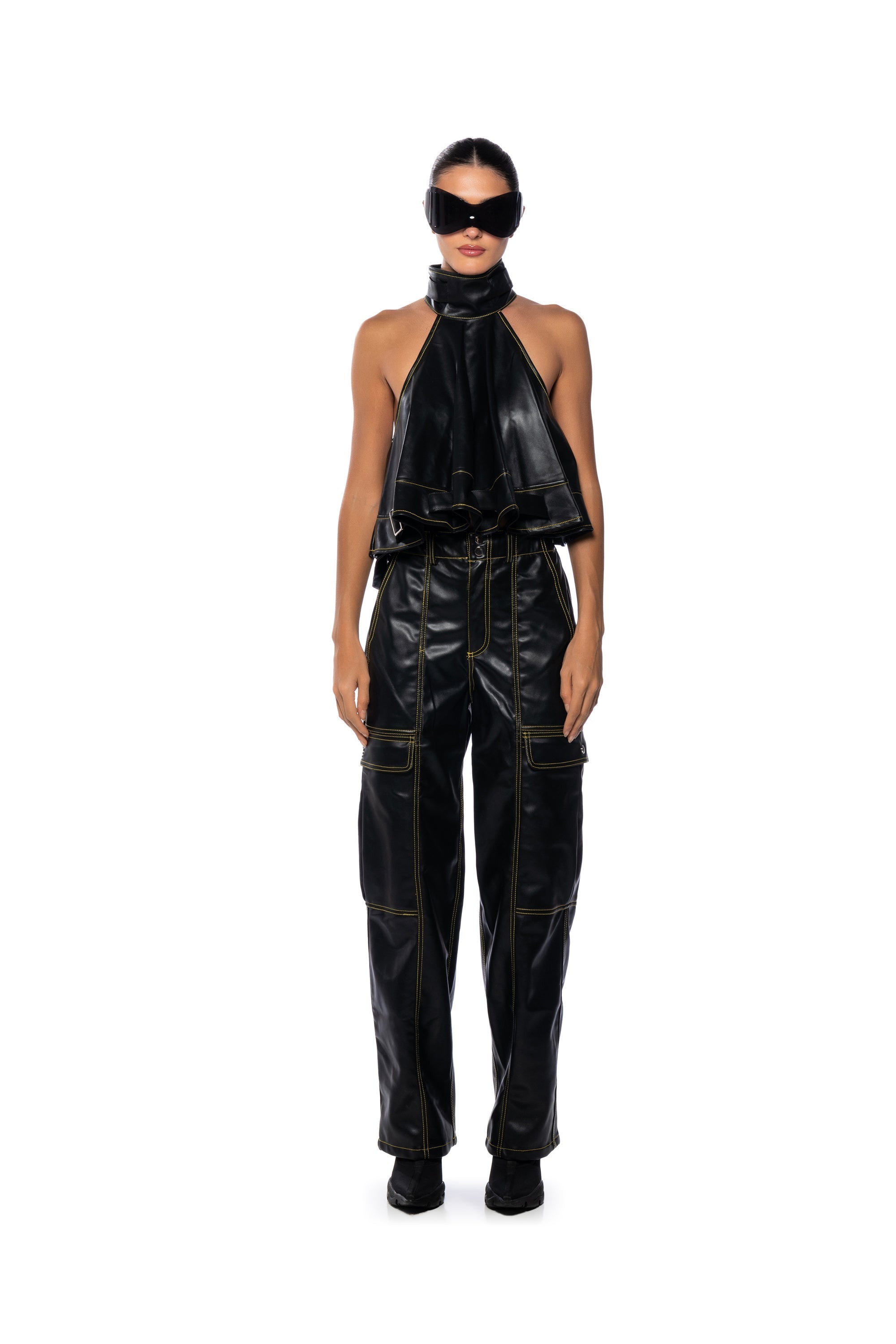 CASSIE CARGO FAUX LEATHER PANT