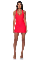 PAXTON DISCO HALTER NECK BODYCON MINI DRESS
