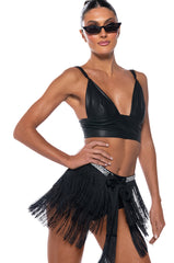 RISE AND SHINE FRINGE MINI SKIRT