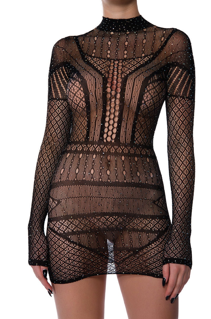 TONIGHT IS THE NIGHT SHEER MINI DRESS