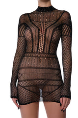 TONIGHT IS THE NIGHT SHEER MINI DRESS