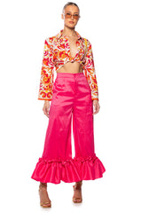 VERONA RUFFLE HEM TROUSER IN PINK